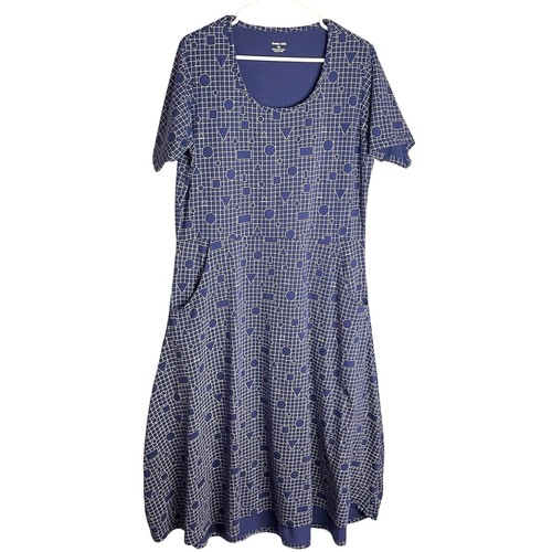 Svaha Womens Geometric Print Pocket Dress Size XL Blue Science Math Teacher STEM