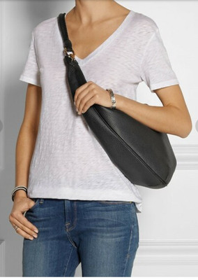 Diane von Furstenberg Sutra Crescent Hobo Black Pebble leather shoulder bag $430