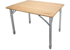 Camco 51895 Compact Bamboo Folding Table with Adjustable Aluminum Legs