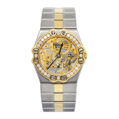 Chopard St. Moritz Skeleton 8023 RARE 18k YG Two Tone Manual Diamond Bezel 32mm