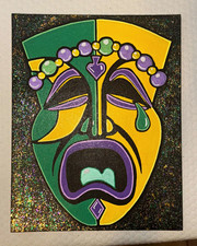 11x14 Hand painted Panel Canvas Mardi Gras Mask