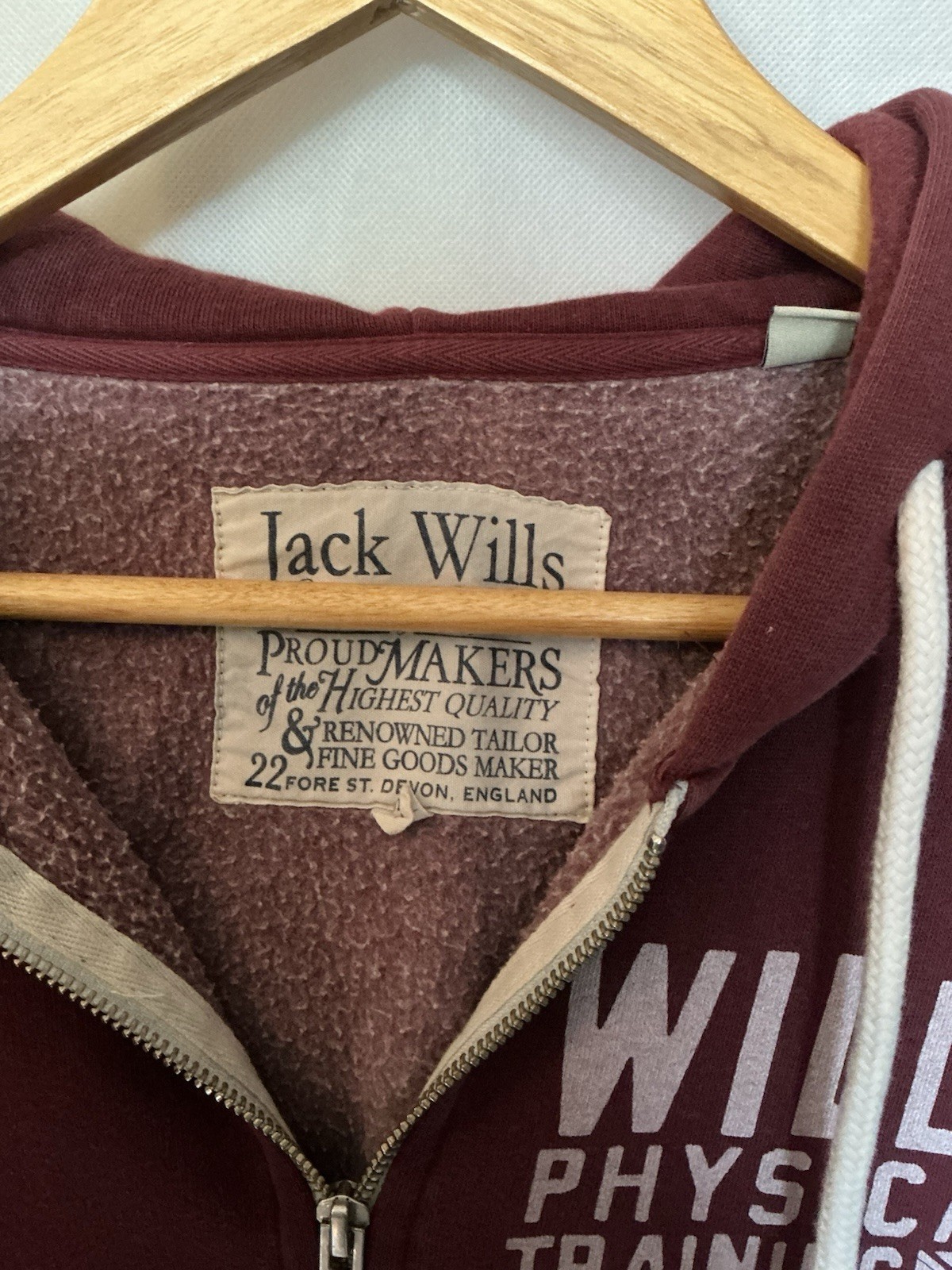 Jack Wills Red Printed Full Zip Hoodie Jumper Mens Size Extra Small image 2