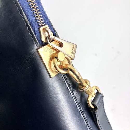 CELINE Dome Shape 2Way Handbag Leather Navy Authentic Bag Excellent Condition - Bild 8 von 10