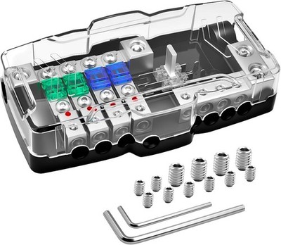 Bloque Distribución Energía 12V 4 Vías con Fusibles MIDI y Tierra