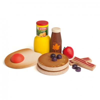 Erzi Sortiment American Breakfast: Pancakes, Bacon für Kinderküche (Holz) 28150