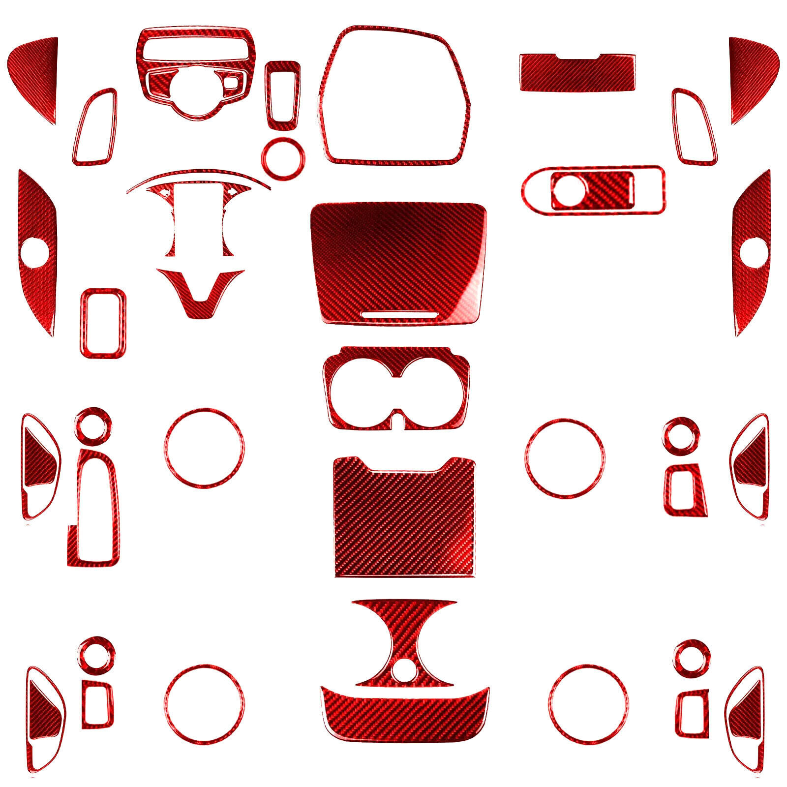 45Pcs Red Carbon Fiber Full Interior Trim Kits For Benz C Class W205 2015-2021