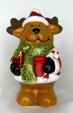Ceramic Christmas Reindeer Figurine with Glit...
