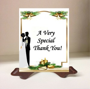 Personalized Wedding Thank You Cards Bride And Groom Gold Bell Candle Holiday Ebay