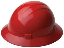 ERB 19224 Full Brim Hard Hat with 4-Point Ratchet Suspension Red
