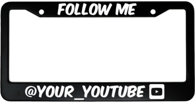Customized / Personalized Youtube Channel Aluminum Car License Plate Frame