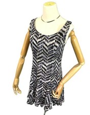Free People Womens Black White Herringbone Sleeveless Mini Dress Top Size 2