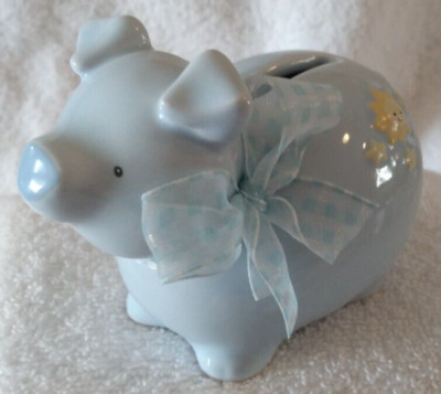 Baby GUND Nursery Still Coin Piggy Bank Mini Blue Elephant NEW in Box #58676