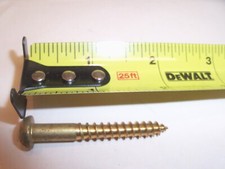 #16 X 1-3/4" Brass Slotted Round Head Wood Screw VINTAGE Made in USA Quantity 10