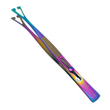 Pennington Tweezer 6" Slotted Clamp Forceps With Lock Body Piercing Rainbow