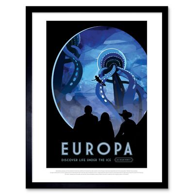 Weltraum Tourismus Wissenschaft Reisen Europa Eismond Jupiter 12 x 16 Zoll gerahmter Kunstdruck