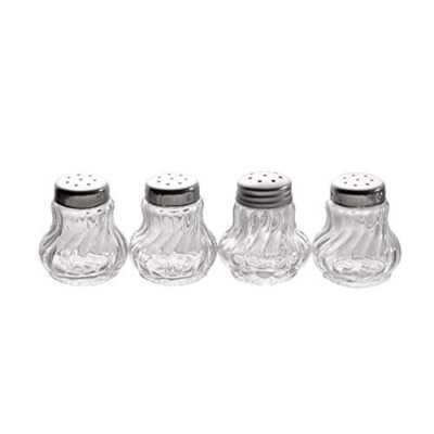APS 4x Mini Salz Pfeffer Gewürz Streuer Set Glas Edelstahl Silber Transparent