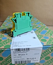 Phoenix Contact 3073830 2 Way UTI 16-PE Earth Block, 10-4 AWG (NEW 50pc Boxes)
