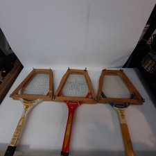 Wooden 3 Tennis Rackets with Frames Wilson, Spalding, Regent Price Cup Gonzales
