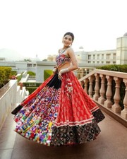 Navaratri Special Silk Lehenga Choli Dupatta In Digital Print By Aadat Export