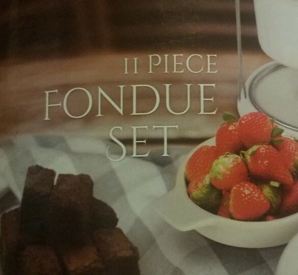 Le Regalo 11 Piece Fondue Set White Ceramic & Stainless Steel Stand