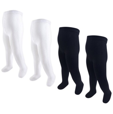 Touch By Nature Hudson Baby Cable Knit Tights, 4-Pack, Black and White 0-9 Month