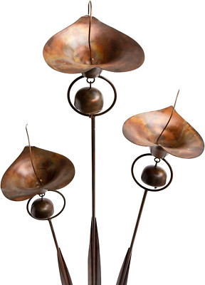 Bronze Calla Lily Garden Stake with Bells - Elegant Outdoor Decor