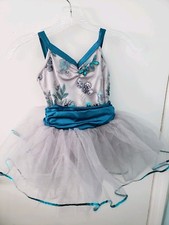 Weissman Girls Ballet Dress Costume Spoonful of Sugar Size IC Gray/Turquoise