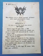 Decree Kingdom Italy Makes Some Additions List Provincial Roads of Chieti 1884