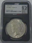 1925 S NGCX 9.2 $1 Peace Dollar Vault Box Series 8 MS62 90% Silver Mint State