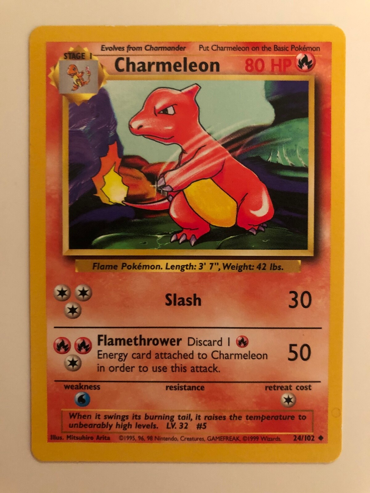1999 Pokemon Charmeleon - Base Set Unlimited Uncommon 24/102 - Near Mint (NM)