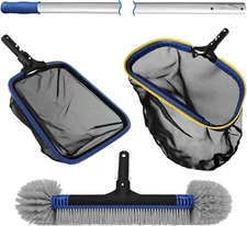 5-in-1 Pool Cleaning Kit -Includes Semi-Deep Skimmer Net, Aluminum Leaf Rake 20'