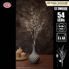 LED Lichterzweig Lichterkette Dekozweige 54 LEDs Batterie schwarz