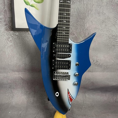 #ad #ad NEW Shark Blue Electric Guitar 6 String rosewood Fretboard special shape fast $245.94