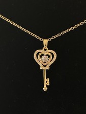 18k Gold Plated Key Necklace for Women Girl Fashion Jewellery Gift Uk Stock