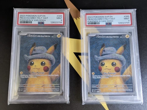 2 x Pikachu X van Gogh with Grey Felt Hat, PSA 9,