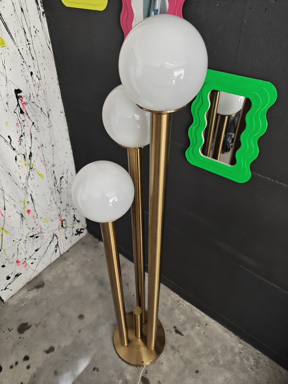 Lampada da terra in ottone 3 luci - Manifattura Italiana design anni '60 foto 4