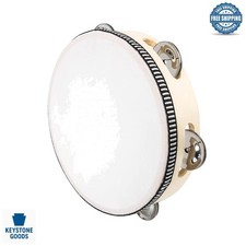 6-Inch Wooden Adult Tambourine with Metal Jingles for Concerts Parties