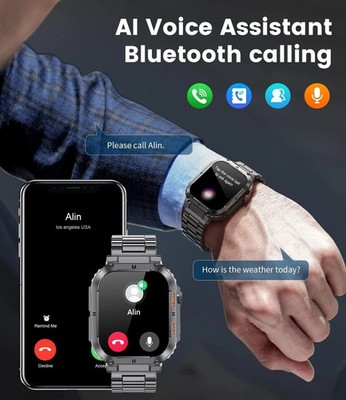 Smartwatch Herren mit Telefonfunktion Bluetooth WiFi Wasserdicht Schlaftracker