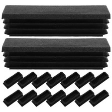 20Pcs Black Reusable Rectangular Chair Leg Caps Plastic Furniture End Protectors