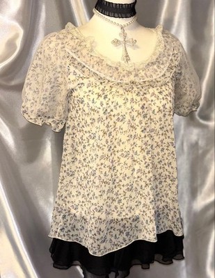 Axes femme floral mori gal blouse Size M Used For 14Y+ Japan