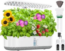 Large Hydroponics Growing System 14 Pods, Indoor Herb Garden with LED Grow Light