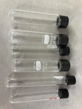 Lot Of 6 Pyrex and Kimax laboratory Bottles and Test tube Clamp