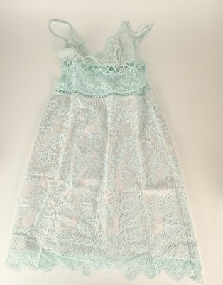 Victoria's Secret Women's Dream Angles Floral Lace & Rings Mini Slip Dress XS