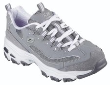 SKECHERS Women's D'Lites Lightweight Memory Foam Sneakers in Gray, Medium  Wide