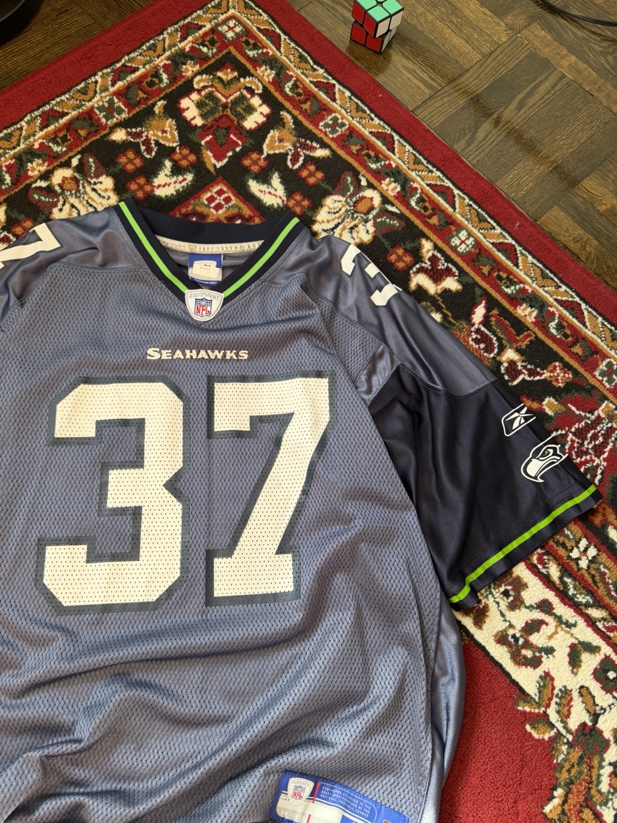 Seattle Seahawks #37 Shaun Alexander Reebok Authentic Patch Home Jersey Size XL thumbnail 6