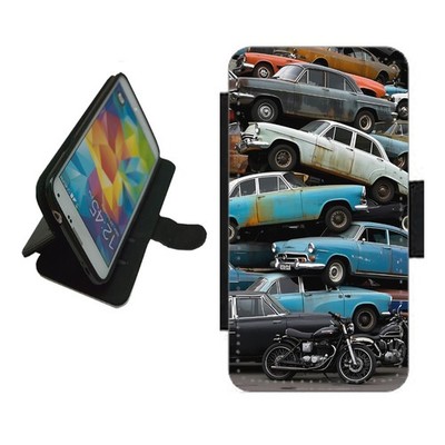 Schrott Oldtimer Handy Hülle Wallet Flip Cover für iPhone Samsung Pixel CAR2