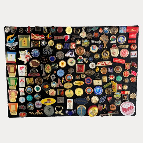 Huge Lot 150+ Vintage Turkish & International Pin Badges Istanbul Olympics & Ads