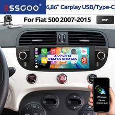 DAB+ KAM per Fiat 500 2007-2015 Autoradio Carplay Android 15 GPS Navi BT 4+64GB