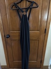 SHEIN Curve Black Maxi Dress Halter Top With Pockets 