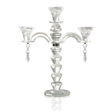 Allgala 3-Arm Crystal Candelabra Candle Holder, 12"L, Glass